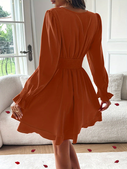 Robe portefeuille femme élégante manches longues fluide
