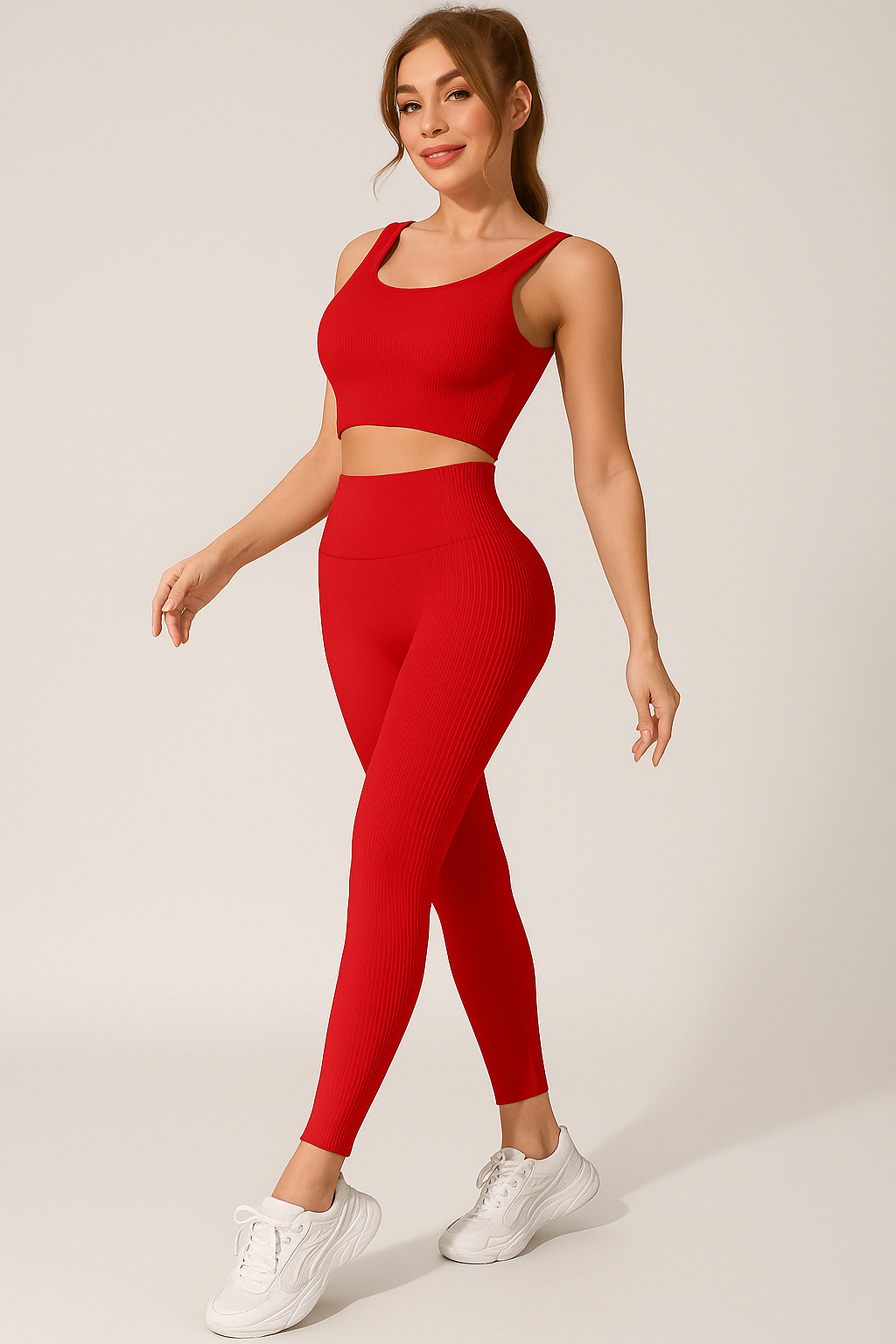 Ensemble legging push up femme avec brassière sans manches