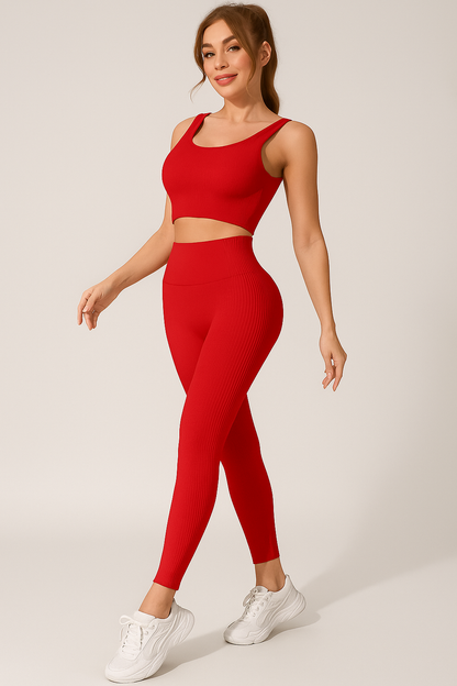 Ensemble legging push up femme avec brassière sans manches