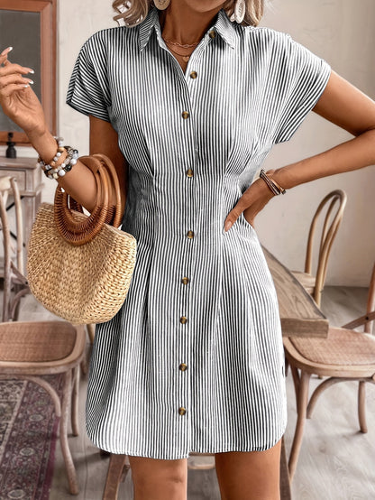 Robe chemise rayée ceinturée femme