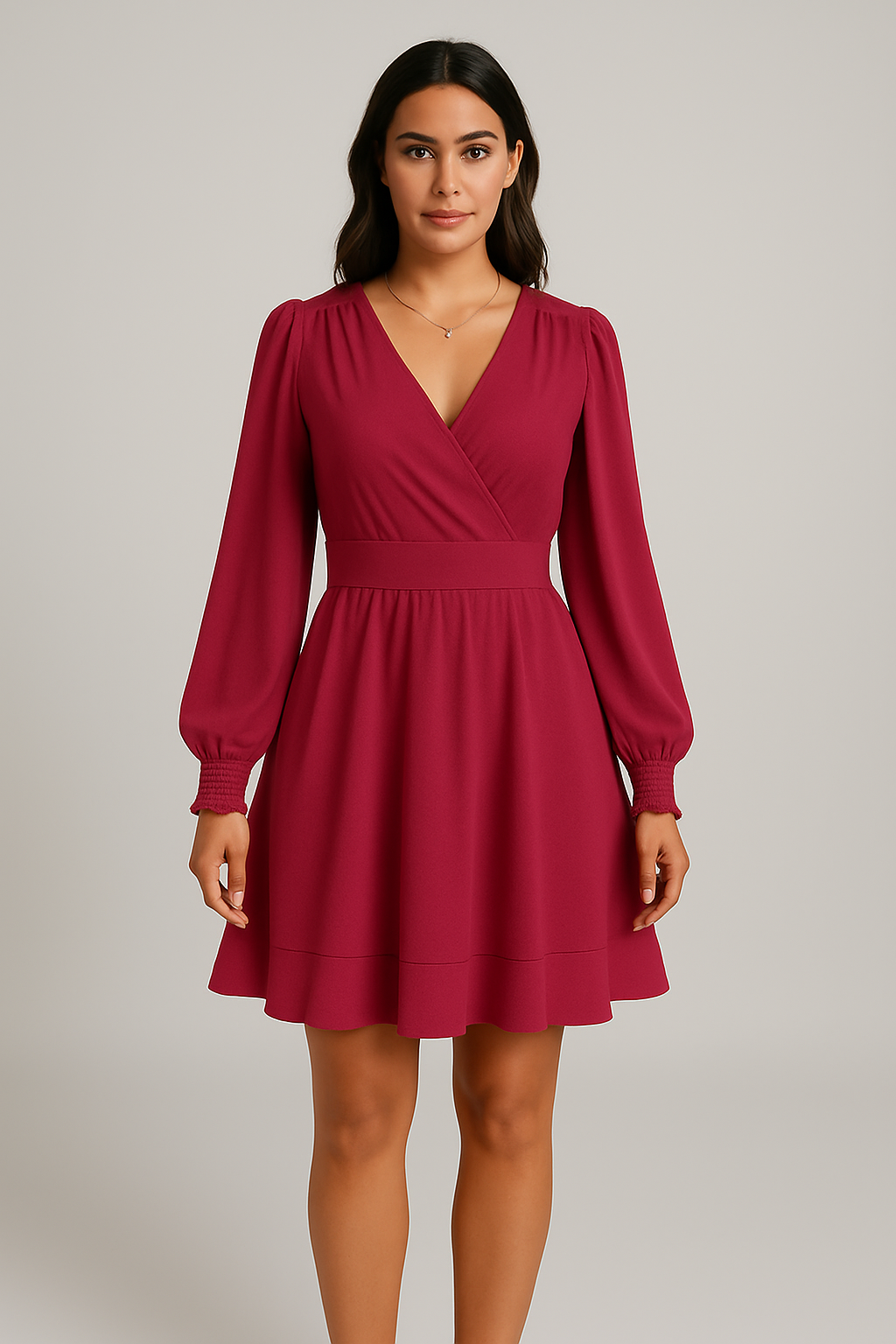 Robe portefeuille femme élégante manches longues fluide