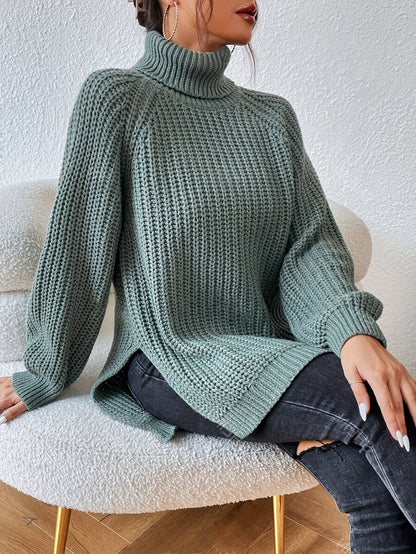 Pull chaud femme col roulé maille épaisse hiver