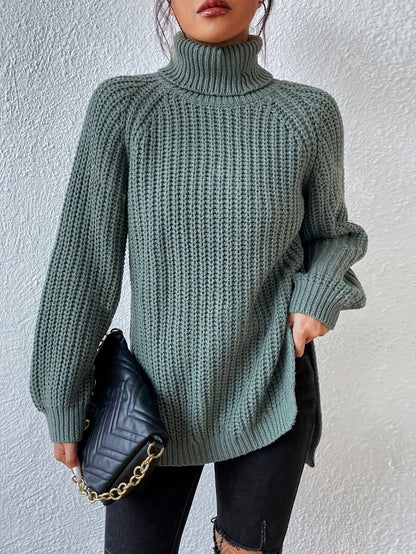 Pull chaud femme col roulé maille épaisse hiver