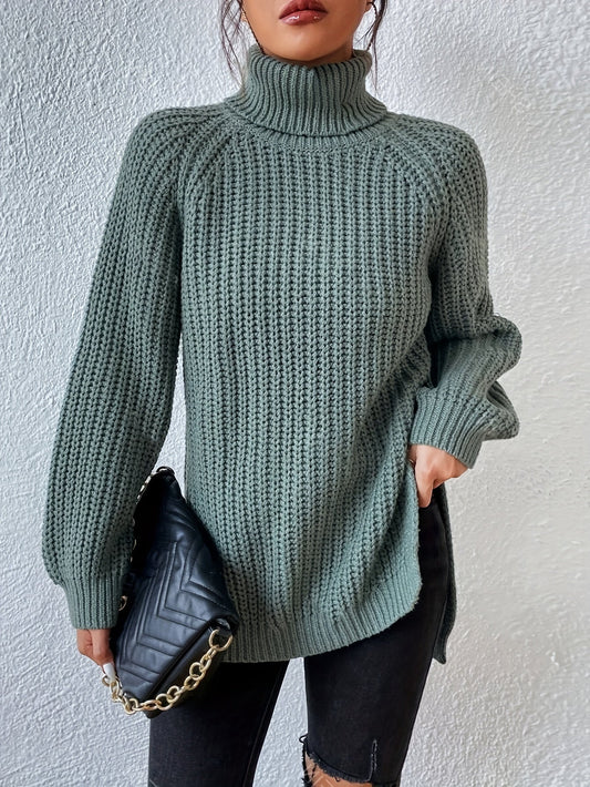 Pull chaud femme col roulé maille épaisse hiver