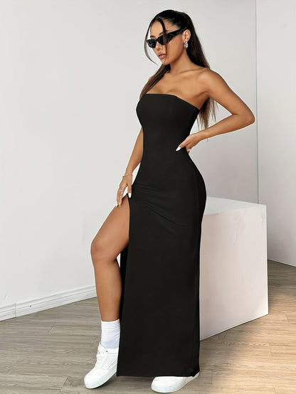 Robe bustier fendue longue femme