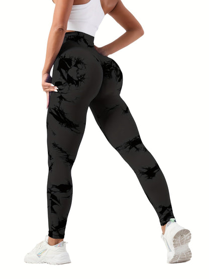 Legging anti-cellulite gainant motif marbré – Push-up sculptant et confortable