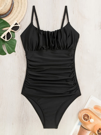 Maillot de bain 1 pièce femme froncé maintien poitrine
