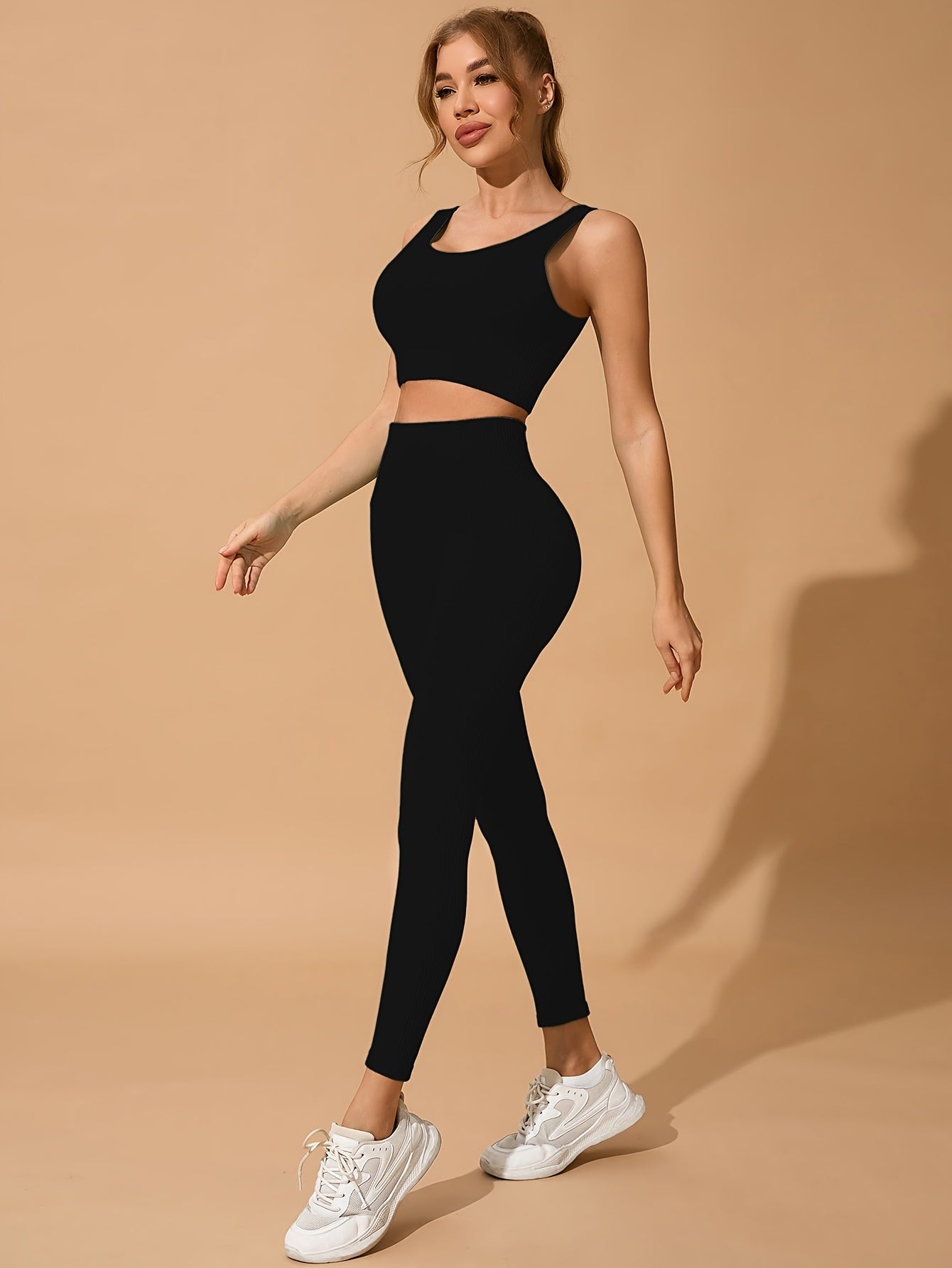 Ensemble legging push up femme avec brassière sans manches