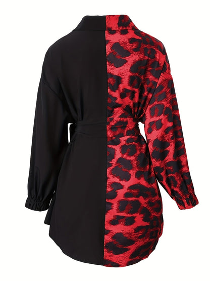 Robe chemise portefeuille imprimé léopard femme