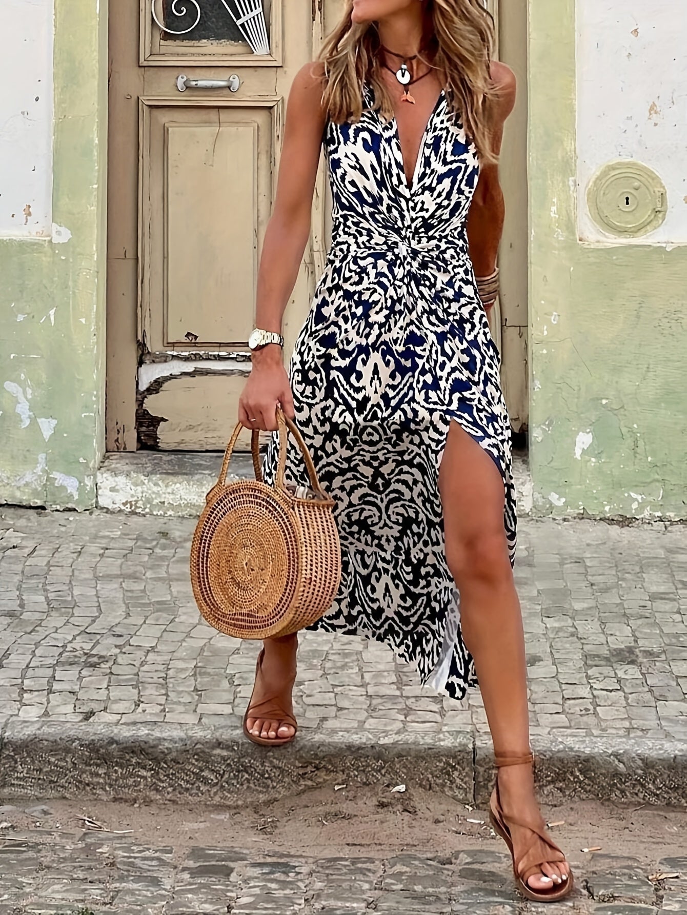 Robe bohème longue femme imprimé ethnique