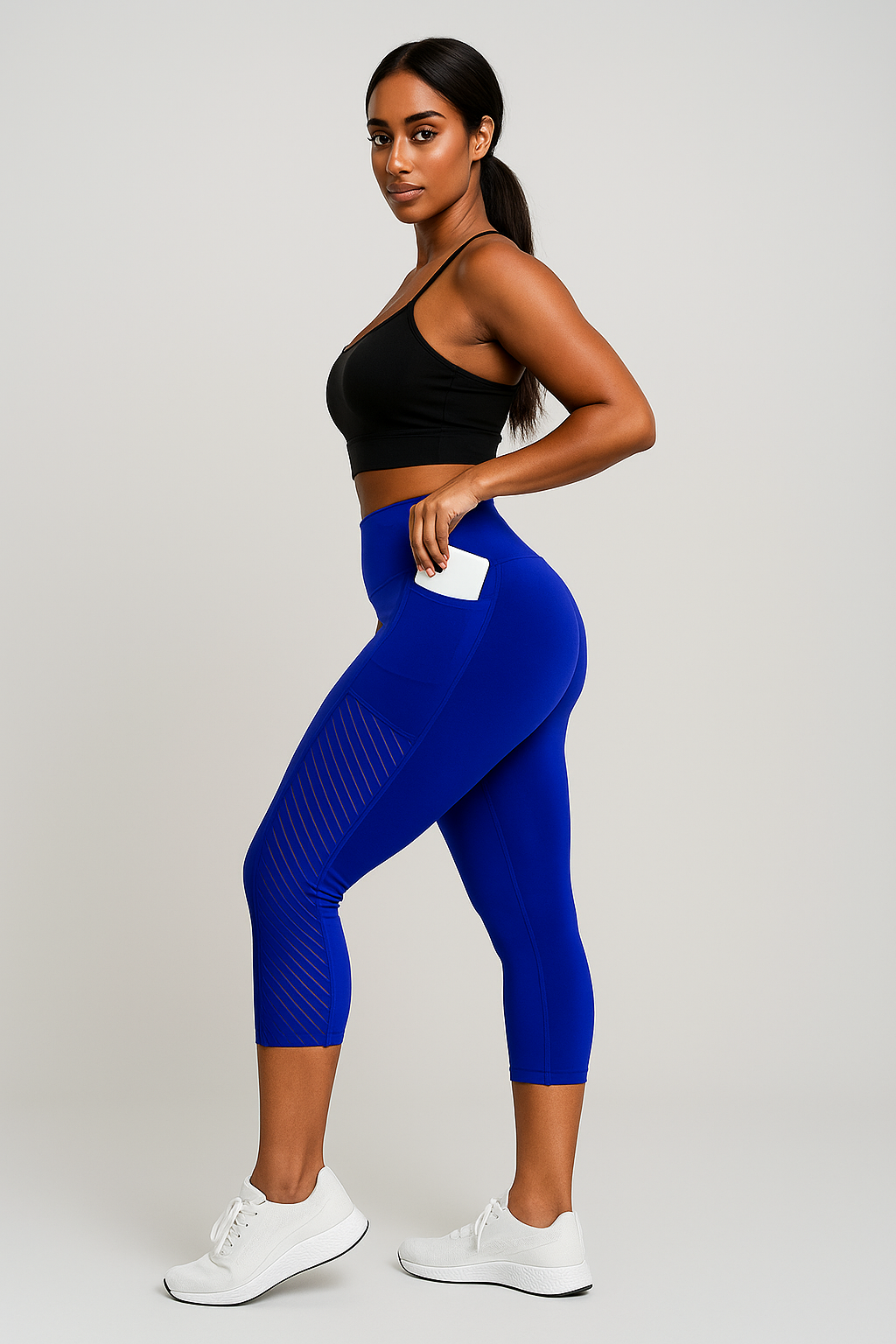 Legging de sport court taille haute avec poche latérale