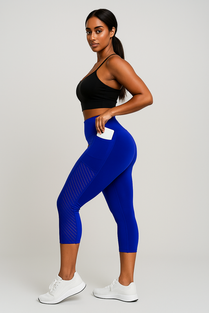 Legging de sport court taille haute avec poche latérale